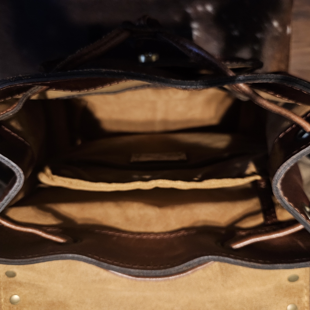 Patricia Nash Brown Leather Backpack with Gold Accents - Picture 4 of 7
